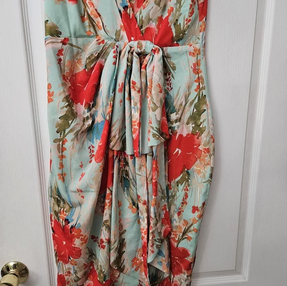 Badgley Mischka Aqua Multi Print Dress SZ 6 - Picture 6 of 12